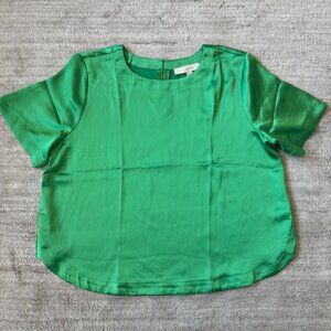 LOFT Green Satin Blouse NWT